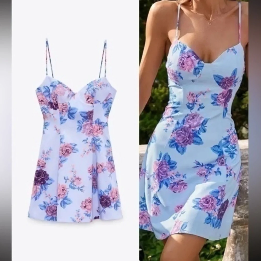 Zara Floral Print Mini Dress - Picture 4 of 8